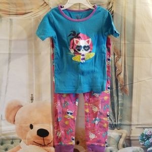 Size 6 Blue Pajama Set - Cats on surfboards
